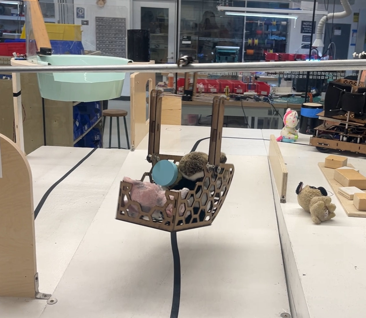 Basket Carrying Pets Down Zipline