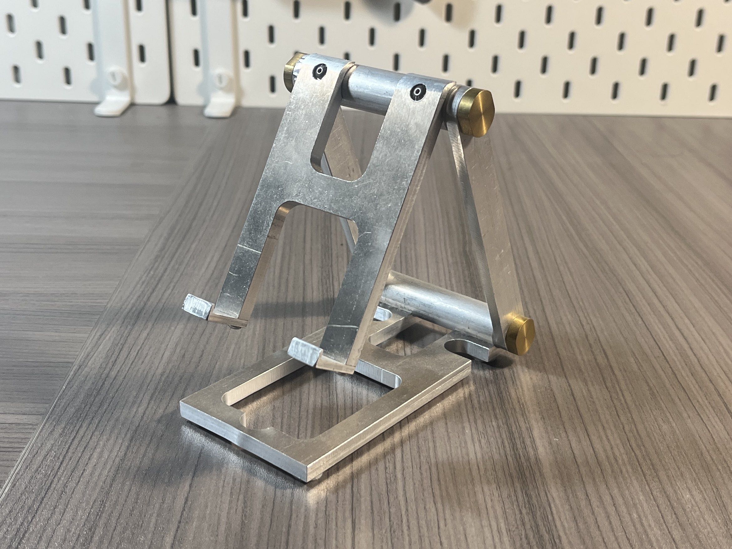 Machined Aluminum and Brass Smartphone Stand